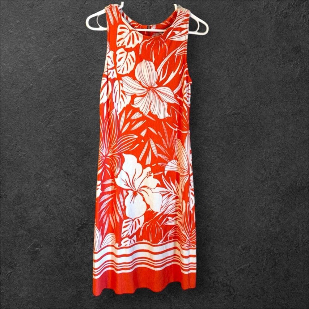 Tommy Bahama Scarlet and Ivory Floral Midi Dress